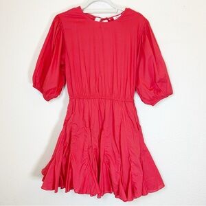 Rhode Molly Mini Dress NWT Medium Open Back Pouf Sleeve In Strawberry